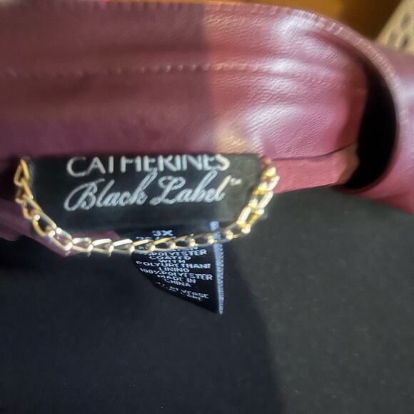 Catherines Black Label Faux Burgundy Color Leather Jacket 3X - 26 28W - Picture 6 of 9